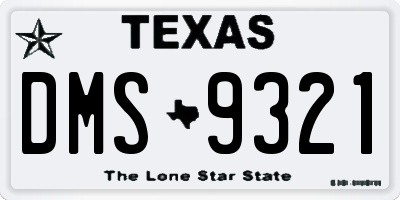 TX license plate DMS9321