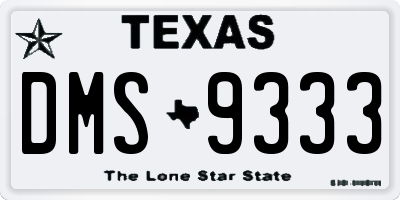 TX license plate DMS9333