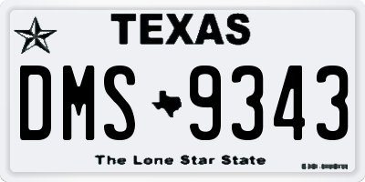 TX license plate DMS9343