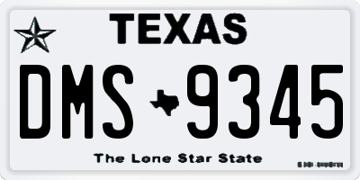 TX license plate DMS9345