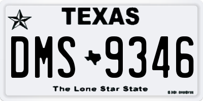 TX license plate DMS9346