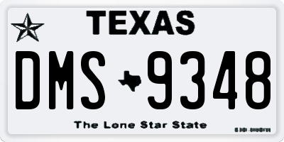 TX license plate DMS9348