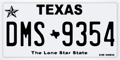 TX license plate DMS9354