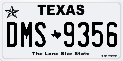 TX license plate DMS9356