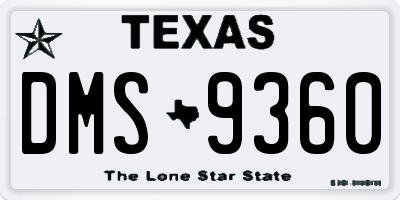 TX license plate DMS9360