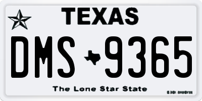 TX license plate DMS9365