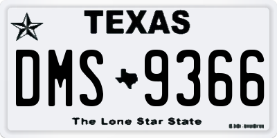 TX license plate DMS9366