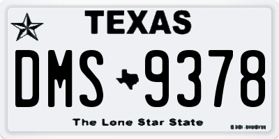 TX license plate DMS9378