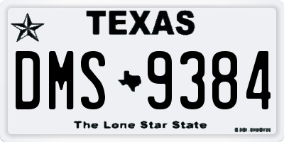 TX license plate DMS9384