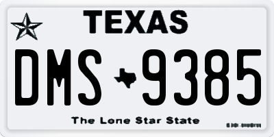 TX license plate DMS9385