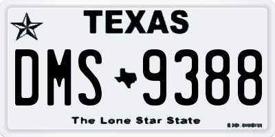 TX license plate DMS9388