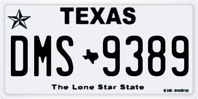 TX license plate DMS9389