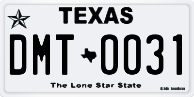 TX license plate DMT0031