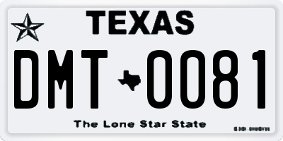 TX license plate DMT0081