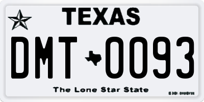 TX license plate DMT0093