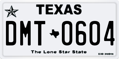 TX license plate DMT0604