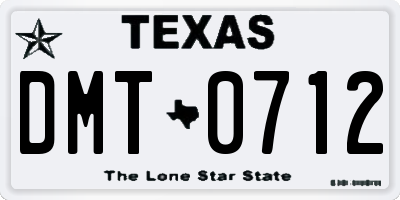 TX license plate DMT0712