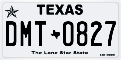 TX license plate DMT0827