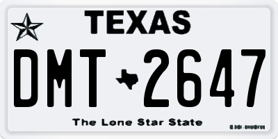 TX license plate DMT2647