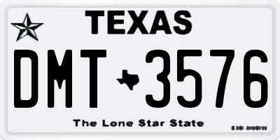 TX license plate DMT3576