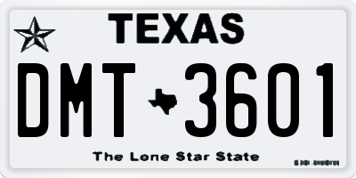 TX license plate DMT3601