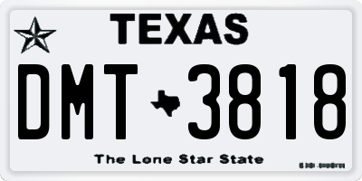 TX license plate DMT3818