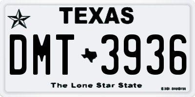 TX license plate DMT3936