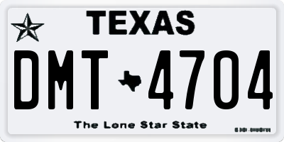 TX license plate DMT4704