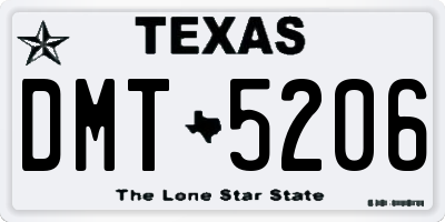 TX license plate DMT5206