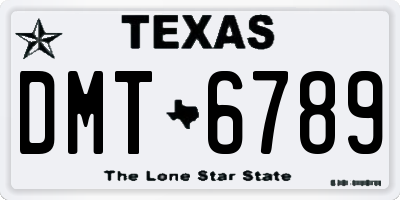 TX license plate DMT6789