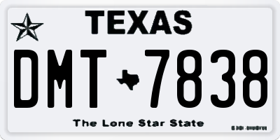 TX license plate DMT7838