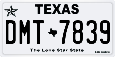 TX license plate DMT7839