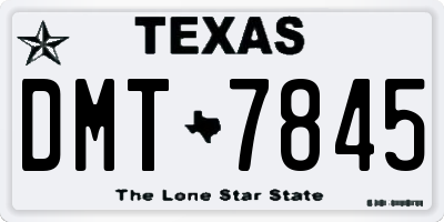 TX license plate DMT7845