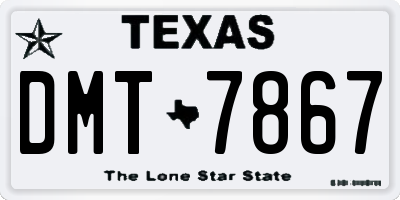 TX license plate DMT7867