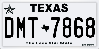 TX license plate DMT7868