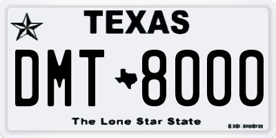 TX license plate DMT8000