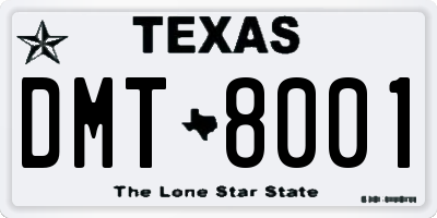 TX license plate DMT8001