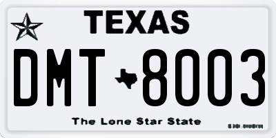 TX license plate DMT8003