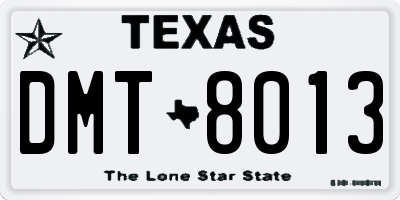 TX license plate DMT8013