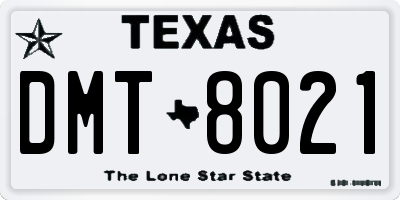 TX license plate DMT8021