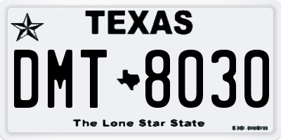 TX license plate DMT8030