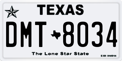 TX license plate DMT8034