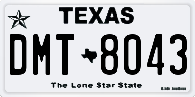 TX license plate DMT8043