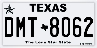 TX license plate DMT8062