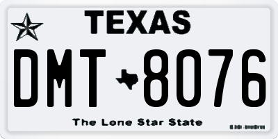 TX license plate DMT8076