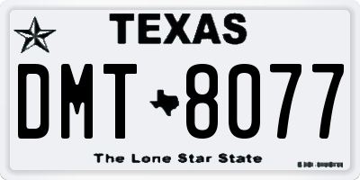 TX license plate DMT8077