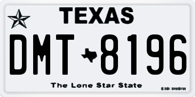 TX license plate DMT8196