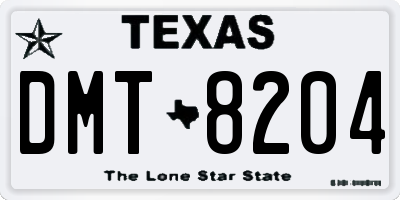 TX license plate DMT8204