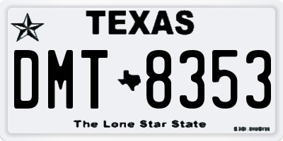 TX license plate DMT8353