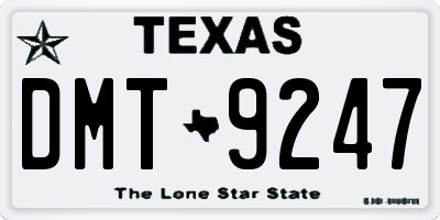 TX license plate DMT9247